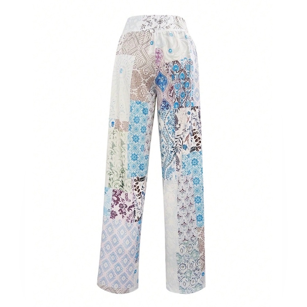 Bohemian Patchwork Wide-Leg Pants - Picture 5 of 9